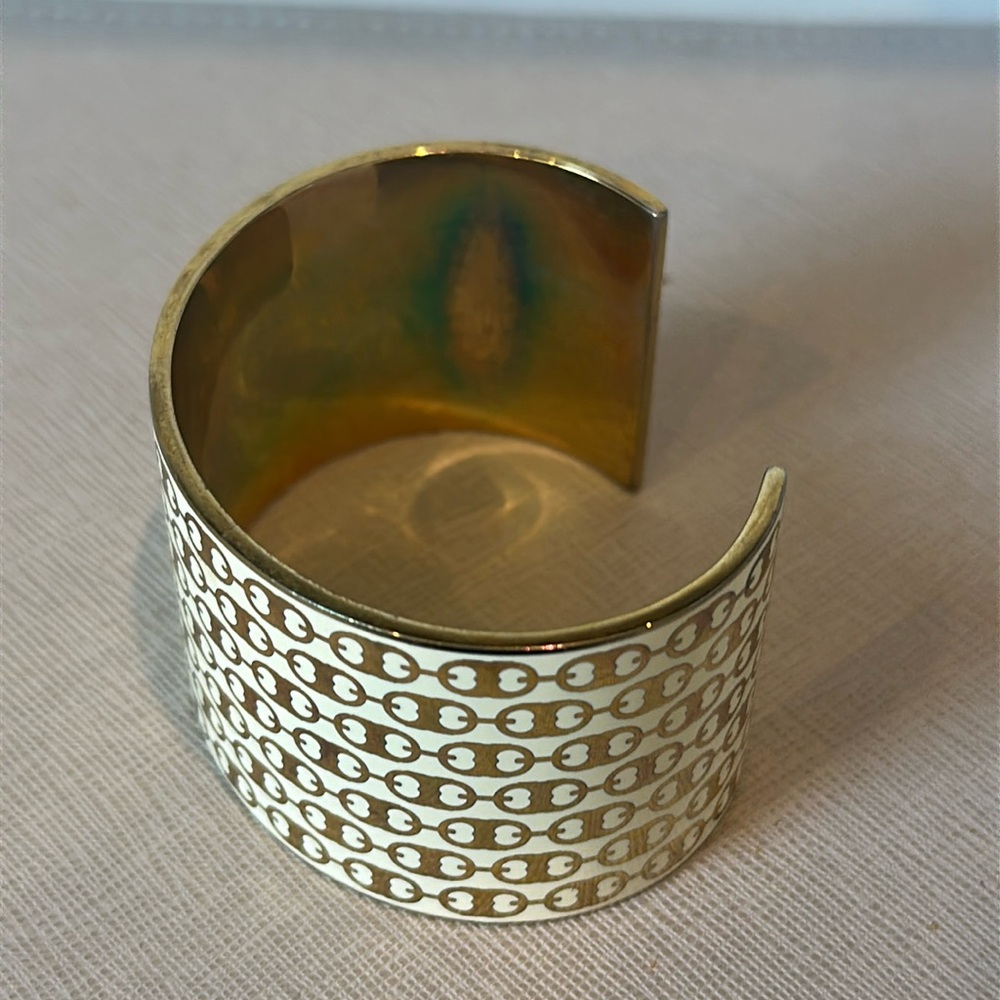 Tory Burch Gold Gemini Patterned Cuff Bracelet - Picture 5 of 5